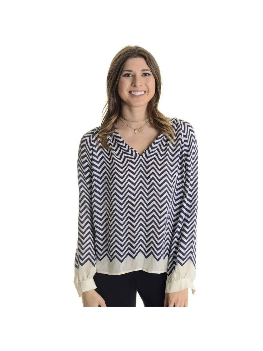 Joie Agnella Chevron Striped V-Neck Blouse